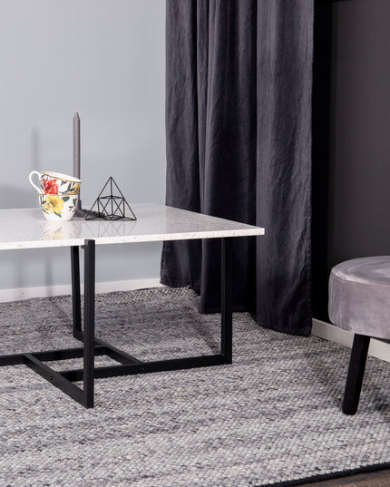 Hybrid soffbord 80*80 - Vit terrazzo/ Svart
