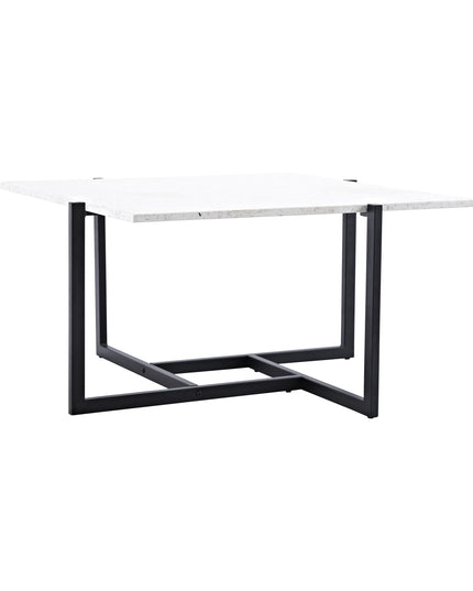 Hybrid soffbord 80*80 - Vit terrazzo/ Svart