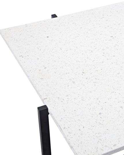 Hybrid soffbord 80*80 - Vit terrazzo/ Svart