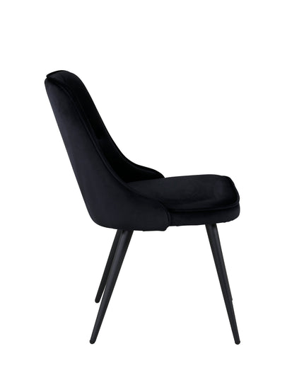 Velvet Deluxe Matstol 2-pack - svarta ben / svart sammet