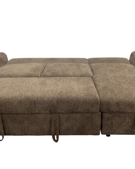 Teo bäddsoffa med vändbar schäslong - Brun bouclé