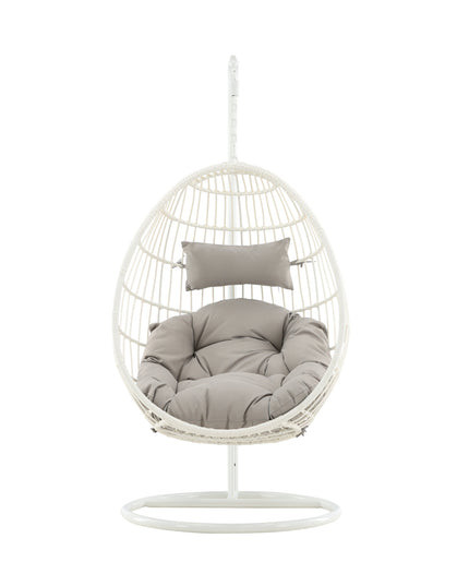Viga - Hanging Chair - White Frame / White Wicker / Grey Cushion