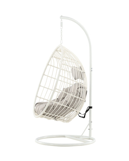 Viga - Hanging Chair - White Frame / White Wicker / Grey Cushion