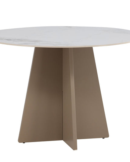 Bootcut pyöreä ruokapöytä φ110x75 cm - MDF beige / sintrattu kivi marmorinvärinen - KalusteDuo_Huonekaluliike_Ruokapöytä