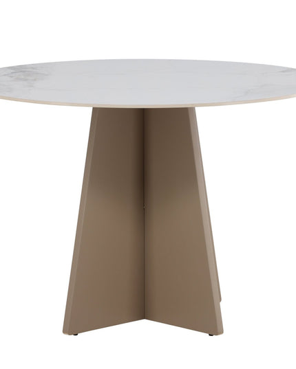 Bootcut pyöreä ruokapöytä φ110x75 cm - MDF beige / sintrattu kivi marmorinvärinen - KalusteDuo_Huonekaluliike_Ruokapöytä