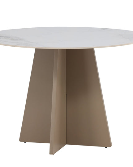 Bootcut pyöreä ruokapöytä φ110x75 cm - MDF beige / sintrattu kivi marmorinvärinen - KalusteDuo_Huonekaluliike_Ruokapöytä
