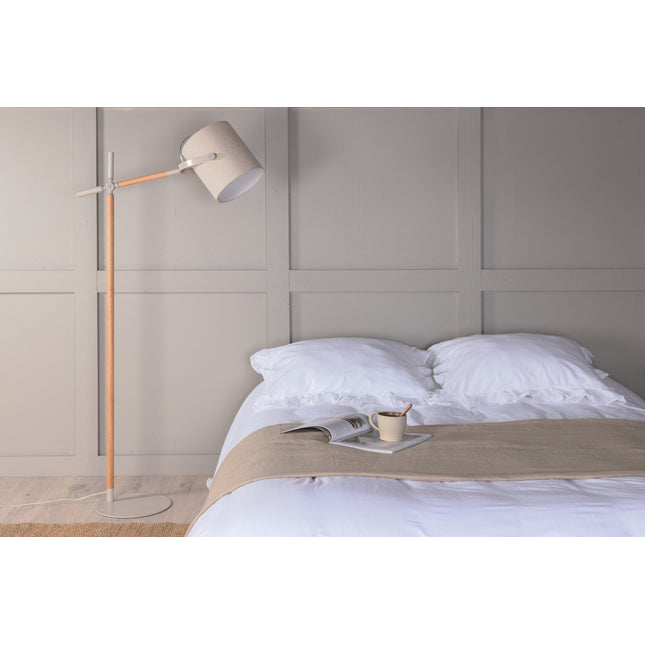 Dennis -lattiavalaisin - beige / puu/beige pellava - KalusteDuo_Huonekaluliike_Valaisin
