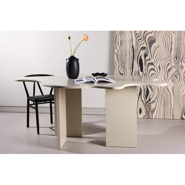 Flower ruokapöytä 190x123x76 cm - MDF beige maalaus FSC 100% - KalusteDuo_Huonekaluliike_Ruokapöytä