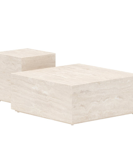 Lissabon Side Table 40x40x45 cm + Lissabon Side Table 80x80x35 cm - Beige