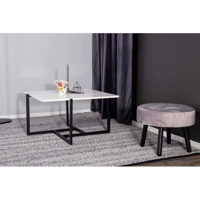 Hybrid sohvapöytä 80*80 - valkoinen terratsu/ musta - #KalusteDuo_#Huonekaluliike_Pöytä