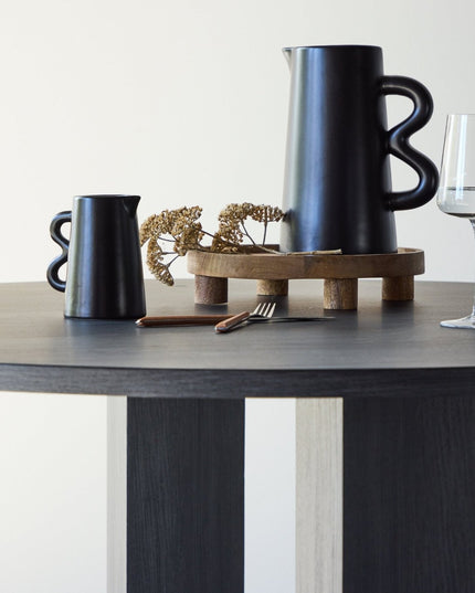 Juno pyöreä ruokapöytä Ф120x75 cm - MDF ja musta 3D-paperi - KalusteDuo_Huonekaluliike_Ruokapöytä