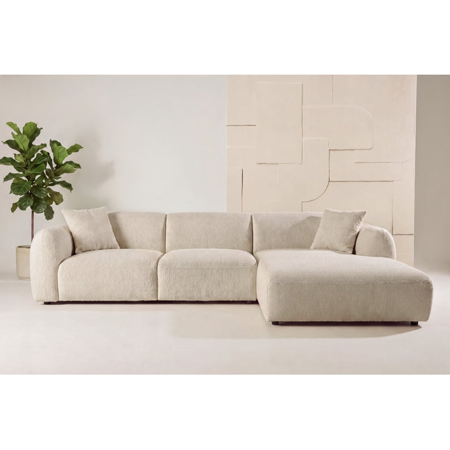 Leia divaanisohva divaani oikealla - beige bouclé - #KalusteDuo_#Huonekaluliike_Sohva