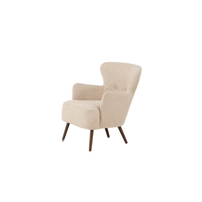Lincoln yhden istuttava sohva - Pähkinäpuu / Beige bouclé - #KalusteDuo_#Huonekaluliike_Nojatuoli