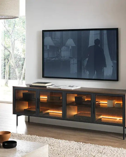 Luminor – TV - taso 180 cm LED - valaistuksella | pähkinä & musta - KalusteDuo_Huonekaluliike_TV - taso