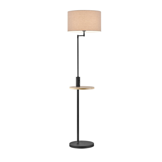 Nook lattiavalaisin – mattamusta valaisin pöytätasolla ja USB‑latauksella - #KalusteDuo_#Huonekaluliike_Lattiavalaisin