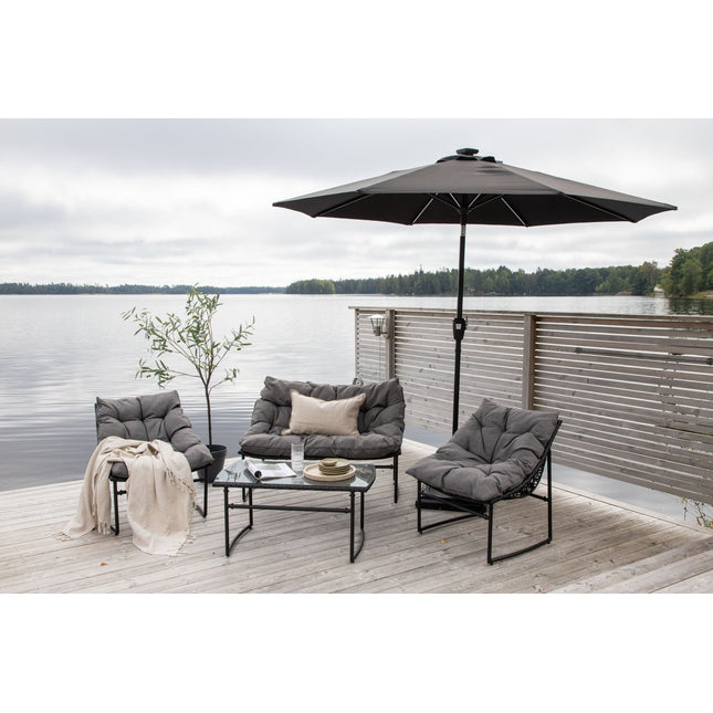 Sabal - aurinkovarjo LED-valolla - musta - 270cm - KalusteDuo_Huonekaluliike_Aurinkovarjo