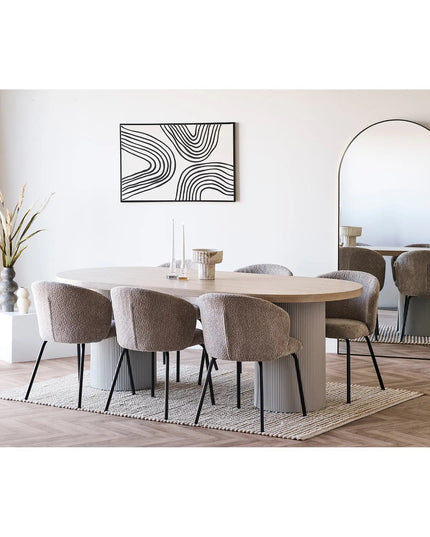 Safira — ruokapöydän tuoli, beige bouclé (House Nordic) - KalusteDuo_Huonekaluliike_ruokapöydän tuoli