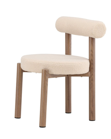 Tillo ruokatuoli 2 kpl - teräs ja puunvärinen 3D-paperi / valkoinen bouclé - KalusteDuo_Huonekaluliike_Tuoli