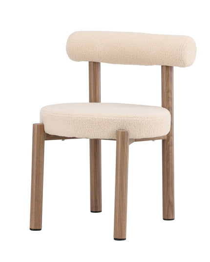 Tillo ruokatuoli 2 kpl - teräs ja puunvärinen 3D-paperi / valkoinen bouclé - KalusteDuo_Huonekaluliike_Tuoli