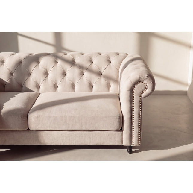 Velvet 3-istuttava sohva - beige sametti - #KalusteDuo_#Huonekaluliike_Sohva