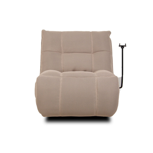 Vibe – beige recliner‑tuoli keinulla, 360° käännöllä ja puhelinpidikkeellä - #KalusteDuo_#Huonekaluliike_recliner tuoli