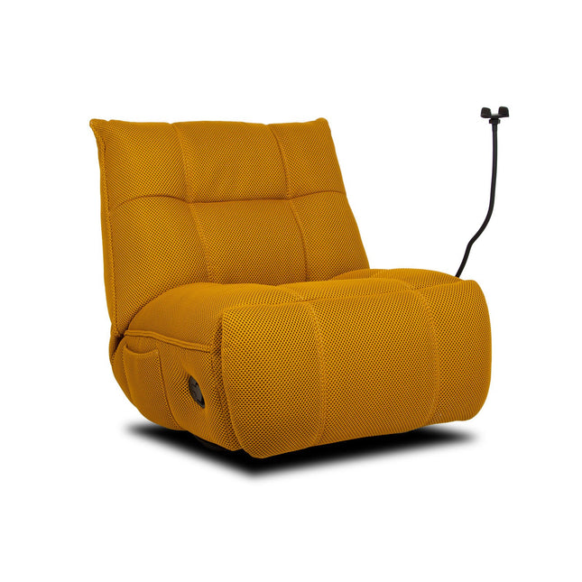 Vibe recliner‑tuoli – sinapinkeltainen, 360° kääntö, puhelinpidike - #KalusteDuo_#Huonekaluliike_recliner tuoli