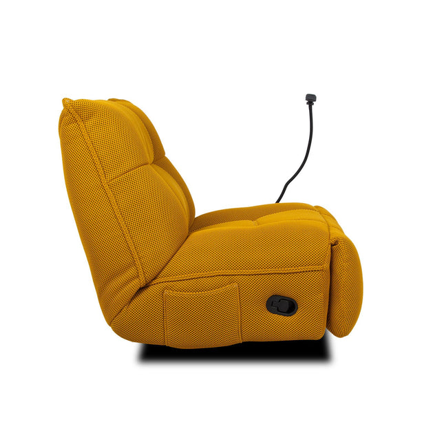 Vibe recliner‑tuoli – sinapinkeltainen, 360° kääntö, puhelinpidike - #KalusteDuo_#Huonekaluliike_recliner tuoli